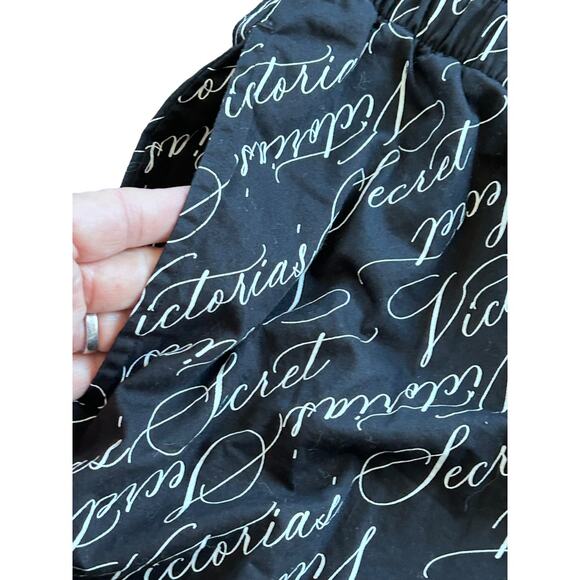 NWT Victoria's Secret Logo Print Elastic Waist Pajama Bottom Black Women's 2XL - Picture 2 of 7